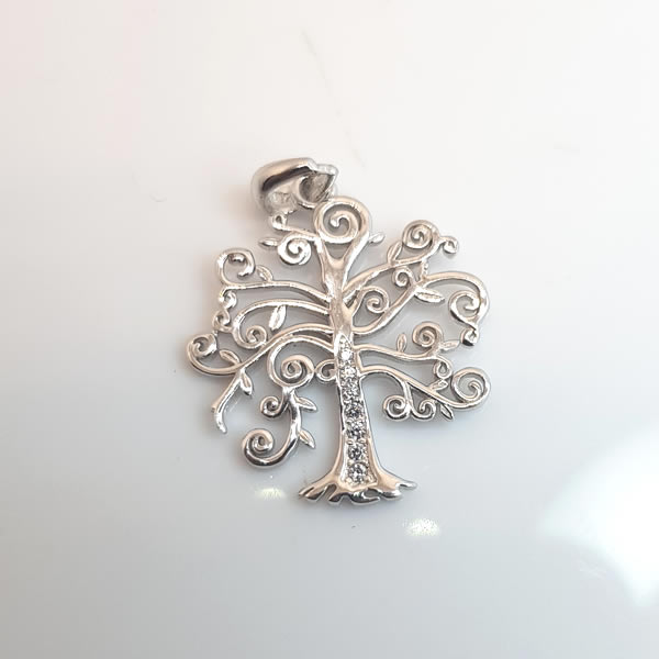 P30 Tree of Life CZ 925 Sterling Silver Cubic Zirconia