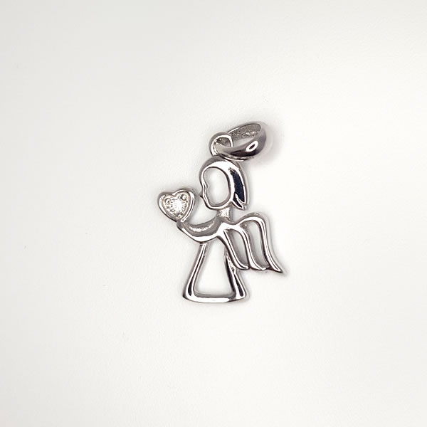 P31 Angel with Heart CZ 925 Sterling Silver Cubic Zirconia
