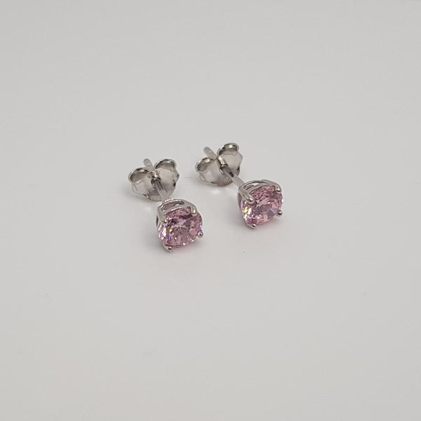 E27 Pink Cubic Zirconia 5mm 925 Sterling Silver Cubic Zirconia