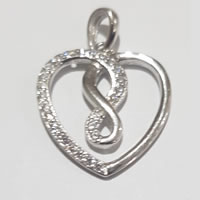 925 Sterling Silver Cubic ZirconiaHeart Swirled Infinity Pendant