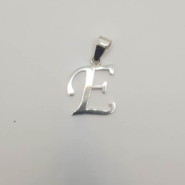 Letter "E" Pendant 925 Sterling Silver