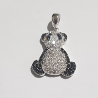 925 Sterling Silver Cubic zirconia Teddy Bear Pendant