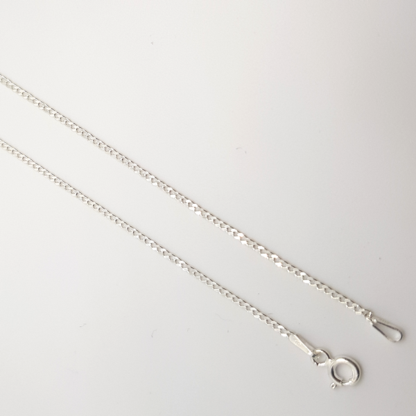 C18 Curb Link Chain 1mm 44cm 925 Sterling Silver