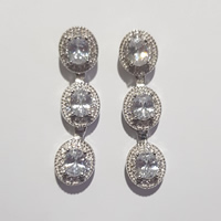 925 Sterling Silver Cubic zirconia Earings Oval 3 E06