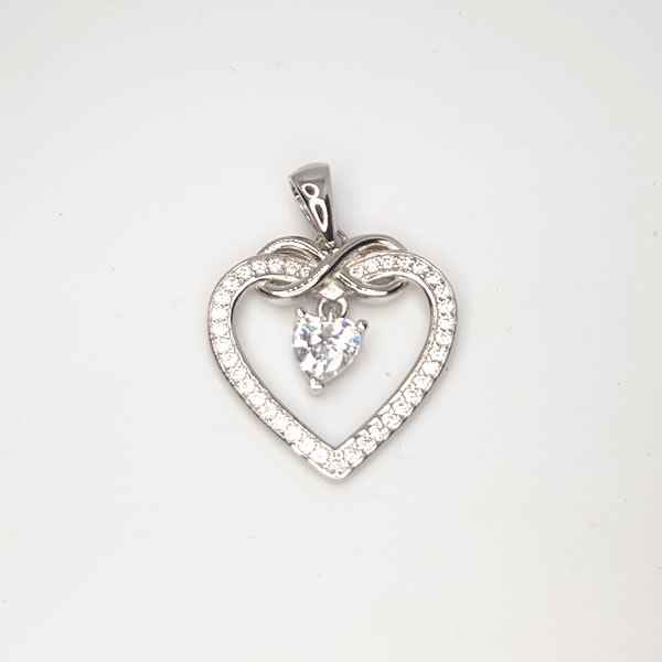 P37 Heart Infinity CZ Pendant 925 Sterling Silver Cubic Zirconia
