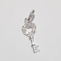 925 Sterling Silver Cubic zirconia Key Heart Pendant