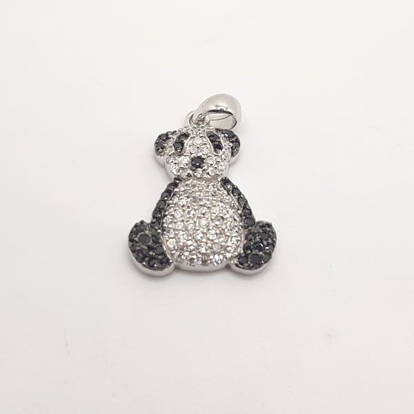 925 Sterling Silver Cubic zirconia Teddy Bear Pendant