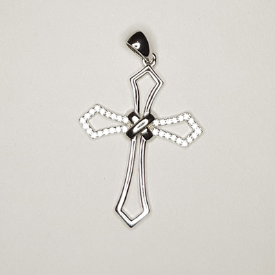 925 Sterling Silver Cubix zirconia Cross Outline CR12