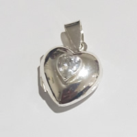 925 Sterling Silver Cubic zirconia Heart Locket Pendant 