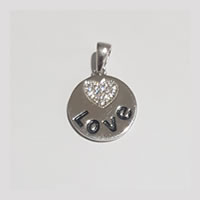 925 Sterling Silver Circular Pendant with Cubic zirconia Heart