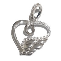 925 Sterling Silver Raised Heart Pendant Cubic zirconia