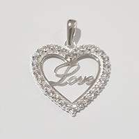 Heart Shaped Love Pendant Sterling Silver with cubic zirconia