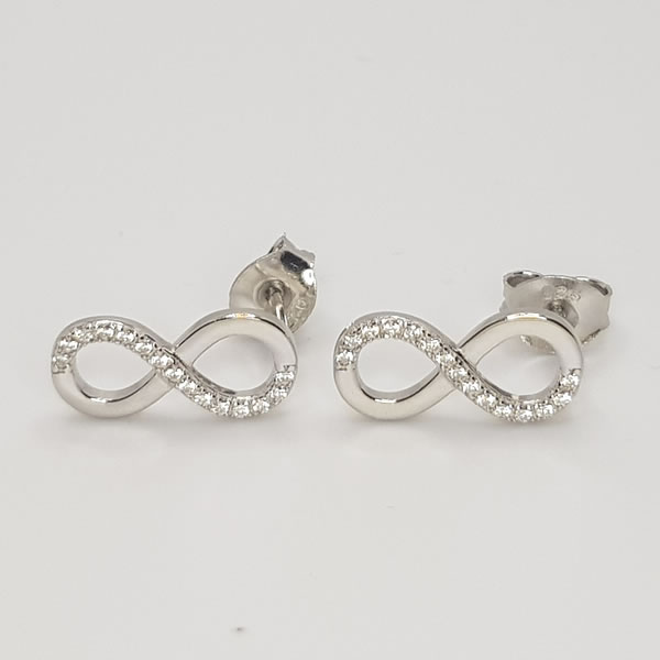 E32 Infinity Earings CZ 925 Sterling Silver