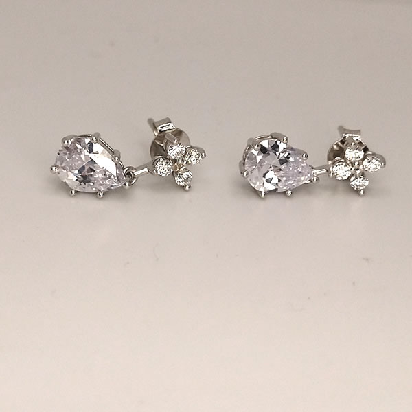 Sterling  silver flower teardrop earrings