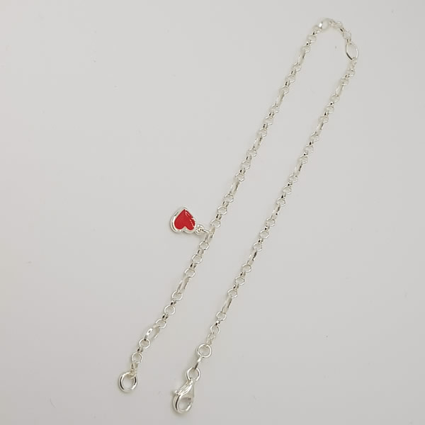 A01 Red Heart Anklet 925 Sterling Silver